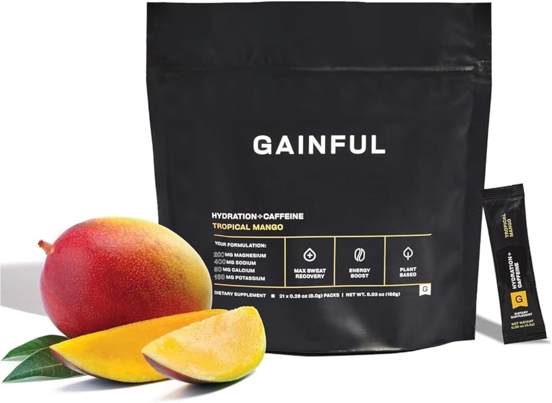 Gainful Hydration + Caffeine Powder Packets with Electrolytes Magnesiu