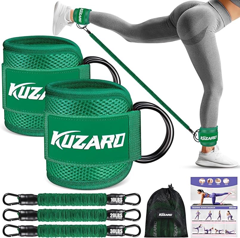 KUZARO Ankle Resistance Bands with Cuffs for Glutes, Legs & Booty Work