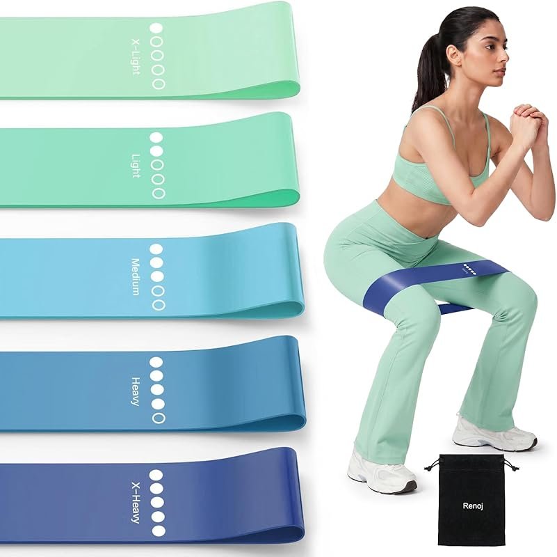 5-Pack Elastic Loop Resistance Bands for Strength Training, Stretching
