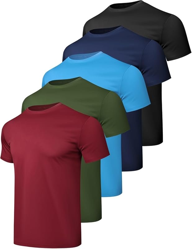 HovSiyla 1/5 Pack Men's Athletic Workout Shirts Running Gym Quick Dry 