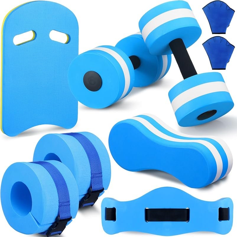 Ultimate 8-Piece Water Aerobics Set with Dumbbells, Swim Belt, Buoy, K