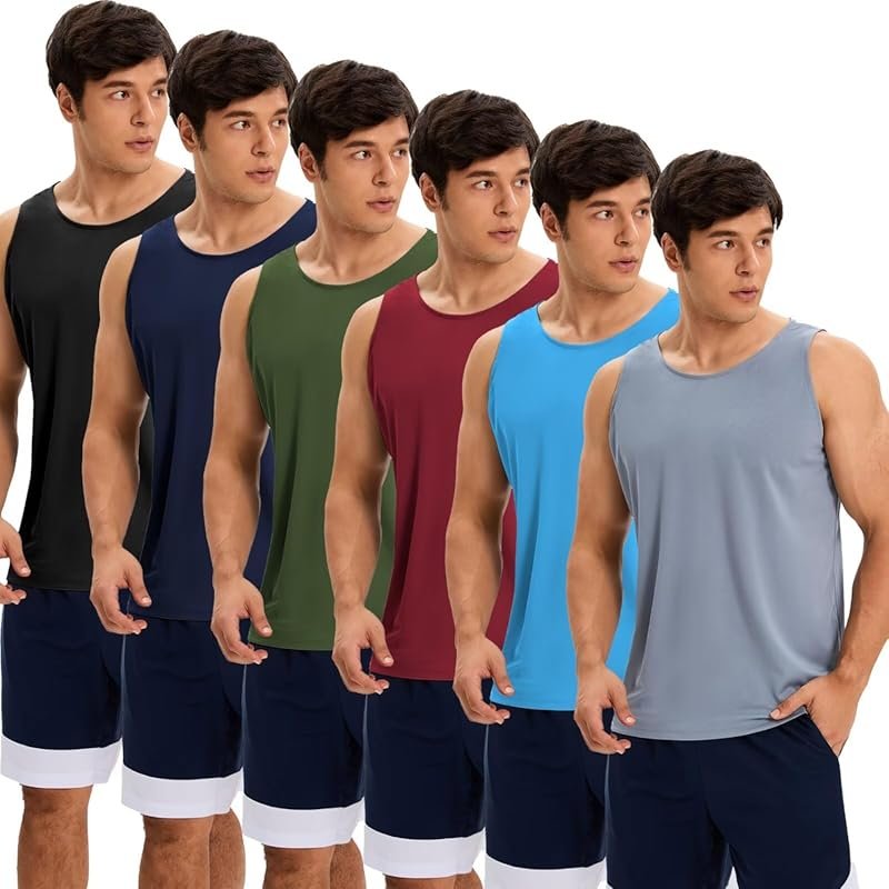 OYGSieg 6 Pack Men's Quick Dry Breathable Workout Tank Tops - Sleevele