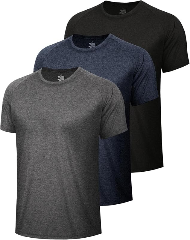 BOOJO 3-Pack Men's Workout Shirts Quick Dry Moisture Wicking Short Sle