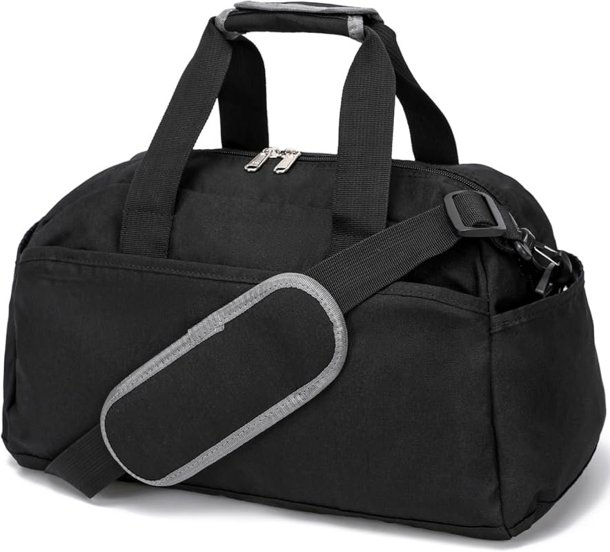 Black 14 Inch Small Gym Bag for Women and Men Lightweight Mini Duffel 
