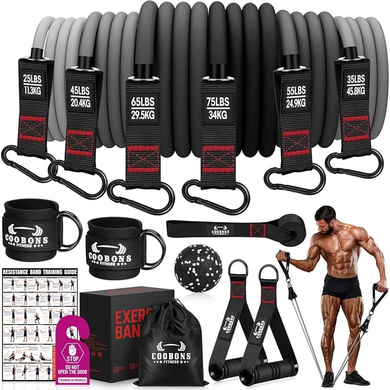 300LBS Heavy Resistance Bands with Handles for Men Workout Muscle Stre