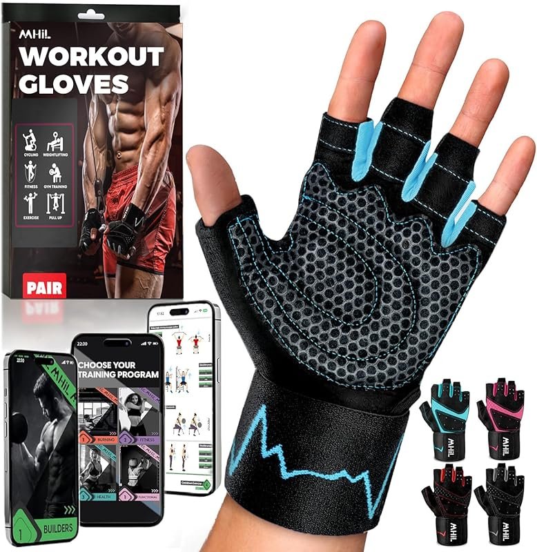 MhIL Comfortable Workout Gloves for Men with Enhanced Grip, Hand Prote