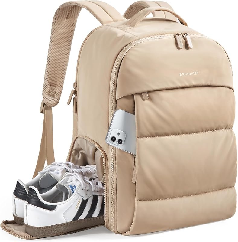 BAGSMART 30L Water-Resistant Travel Gym Backpack for Women Shoe Compar