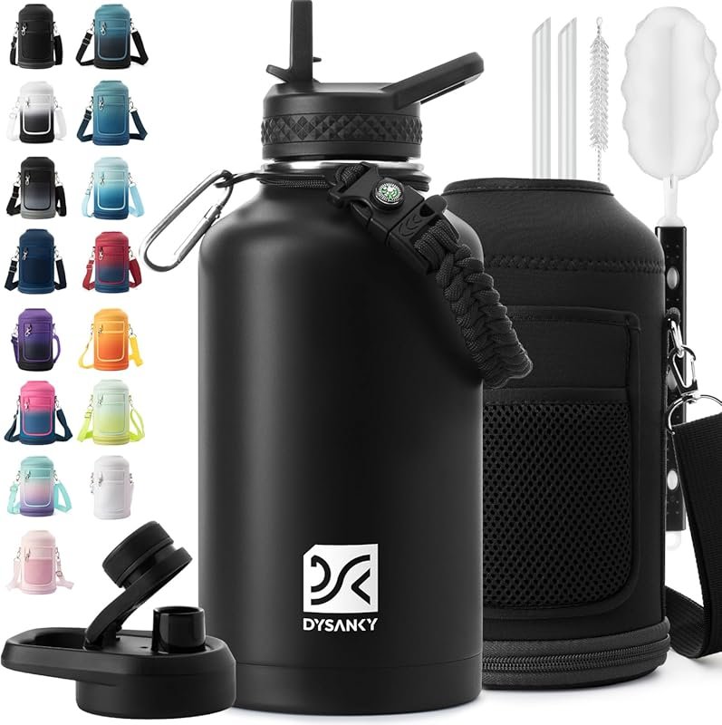 DYSANKY 64 oz Half Gallon Insulated Stainless Steel Water Bottle with 