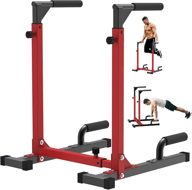 SELEWARE Adjustable Heavy Duty Dip Bar for Home Gym, 800lbs Capacity, 