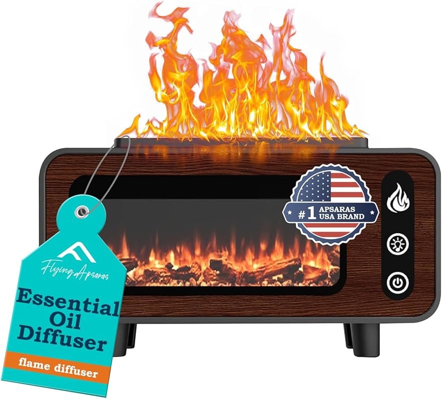 APSARAS USA 200ml Flame Aroma Diffuser with 7 Colors, Timer, Humidifie