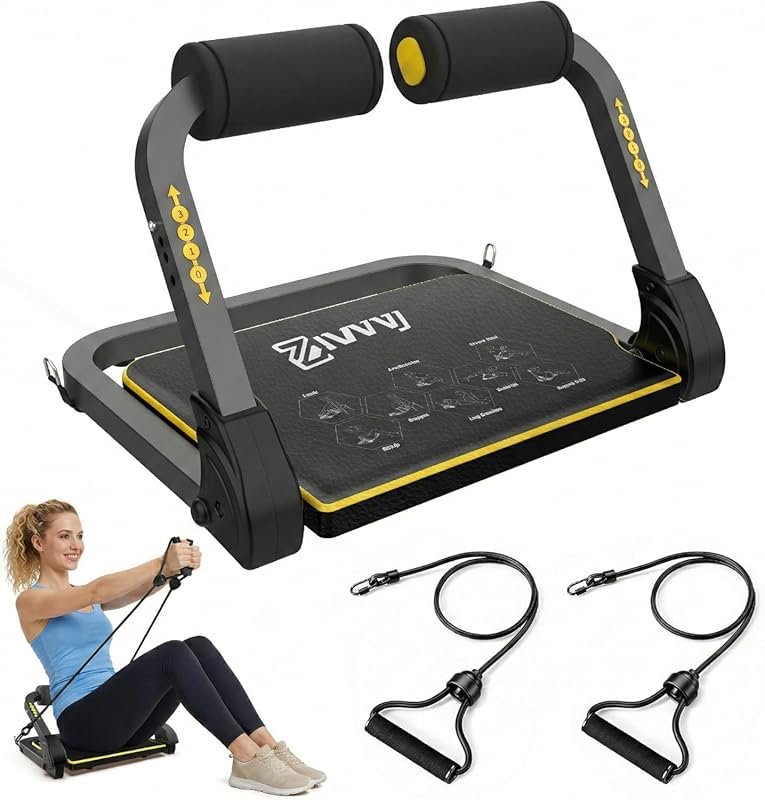 ZIWWVY Foldable Ab Machine Adjustable Sit Up Bench, 300lb Capacity Por