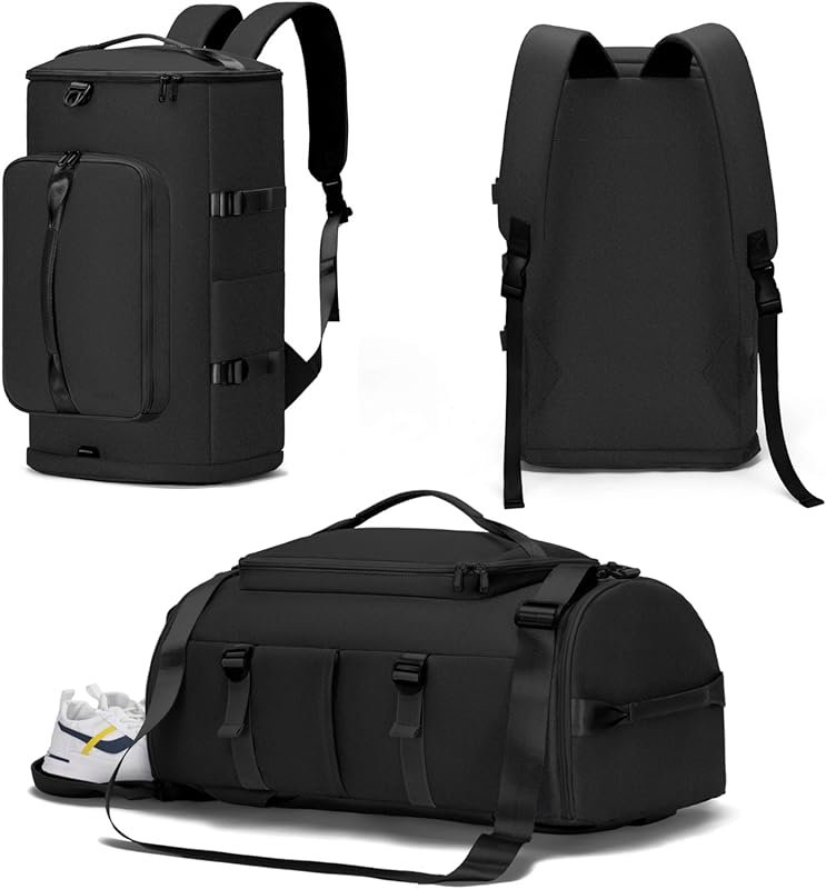 MIYCOO Black Gym Bag with Shoe Compartment Wet Pocket Duffle Travel Sp