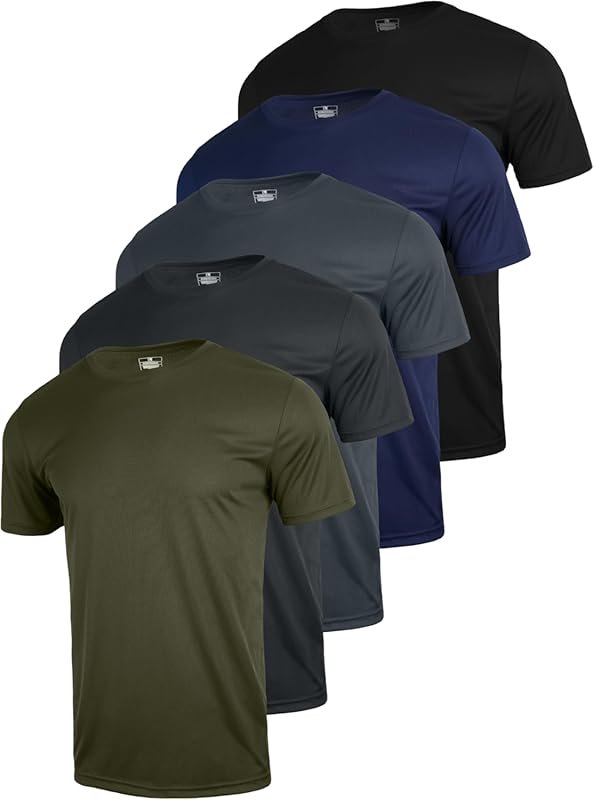 3 & 5 Pack Men's Moisture-Wicking Dry Fit Gym T-Shirts – Breathable Me