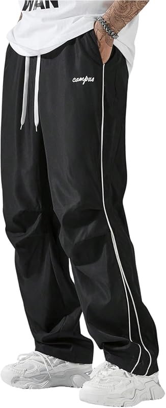QJQ Men's Y2K Baggy Sweatpants Parachute Wide Leg Vintage Track Pants 
