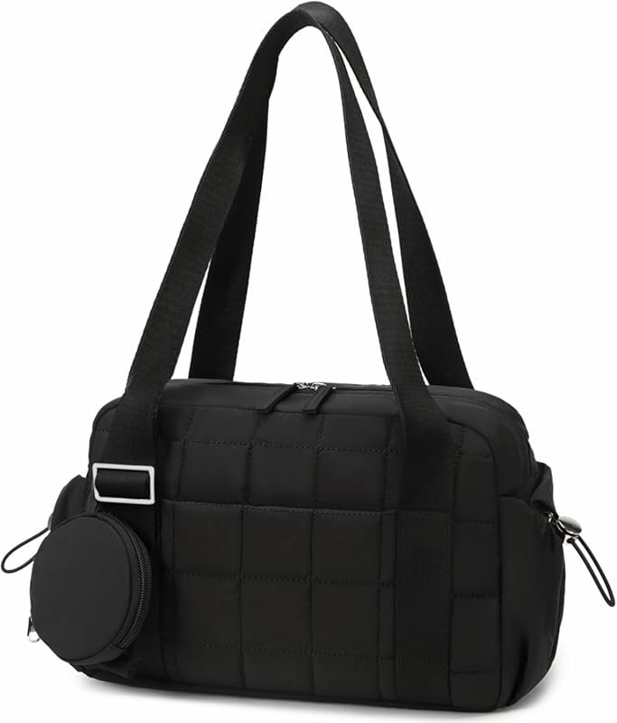 CAMTOP Mini Puffy Quilted Gym Duffel Bag for Women with Wet Compartmen