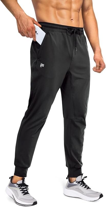 Lightweight Men's Joggers Sweatpants with Zipper Pockets for Athletic 