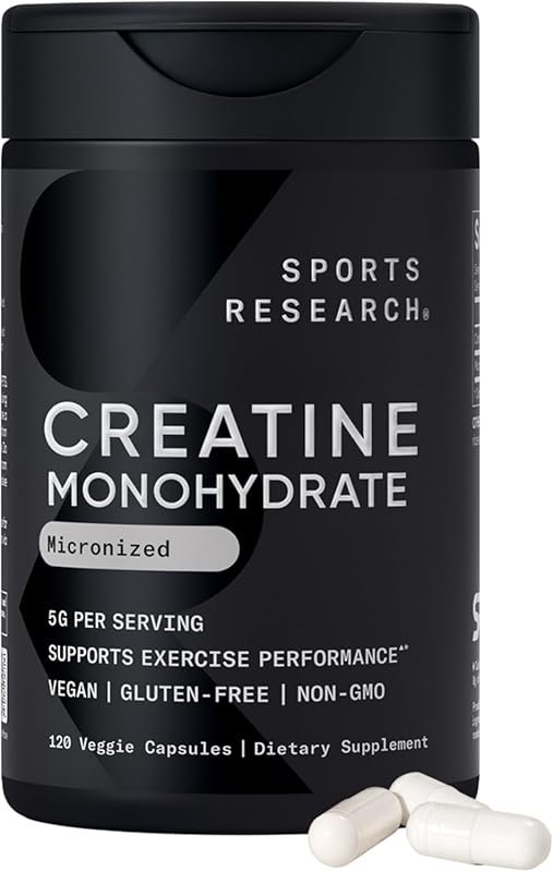 Sports Research Creatine Monohydrate Capsules for Muscle Gain & Recove