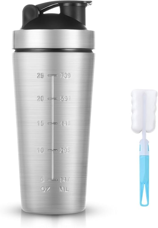 AOOWU 900ml Stainless Steel Shaker Bottle with Wire Whisk Ball - Leakp