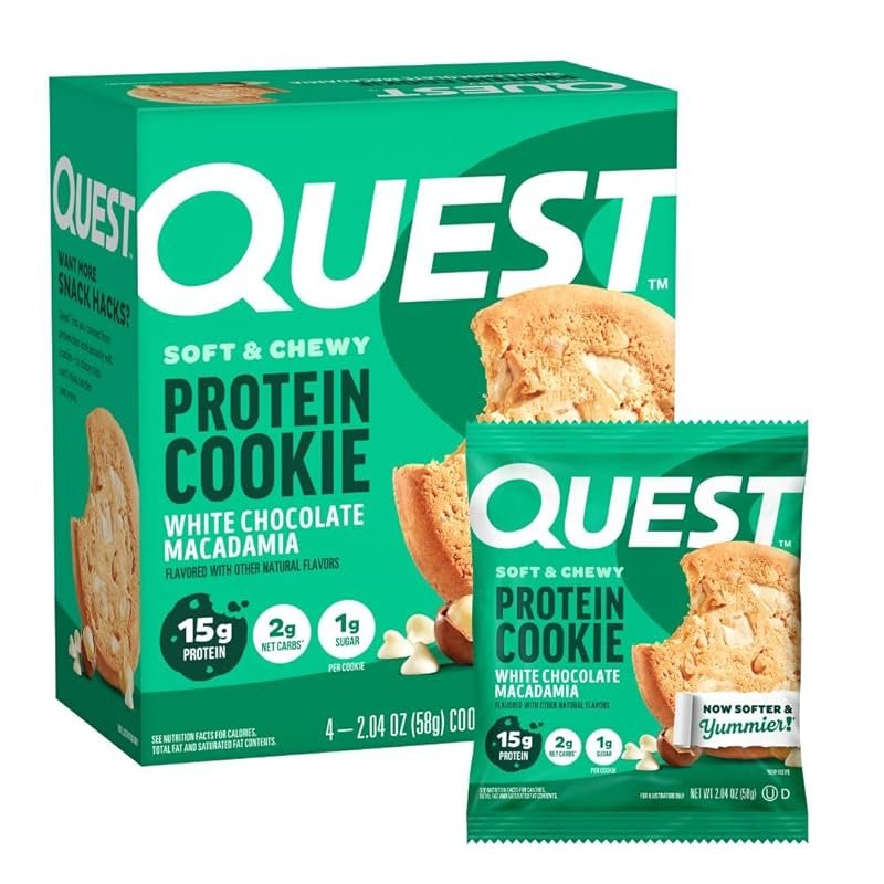 Quest White Chocolate Macadamia Protein Cookies 15g Protein 1g Sugar 2