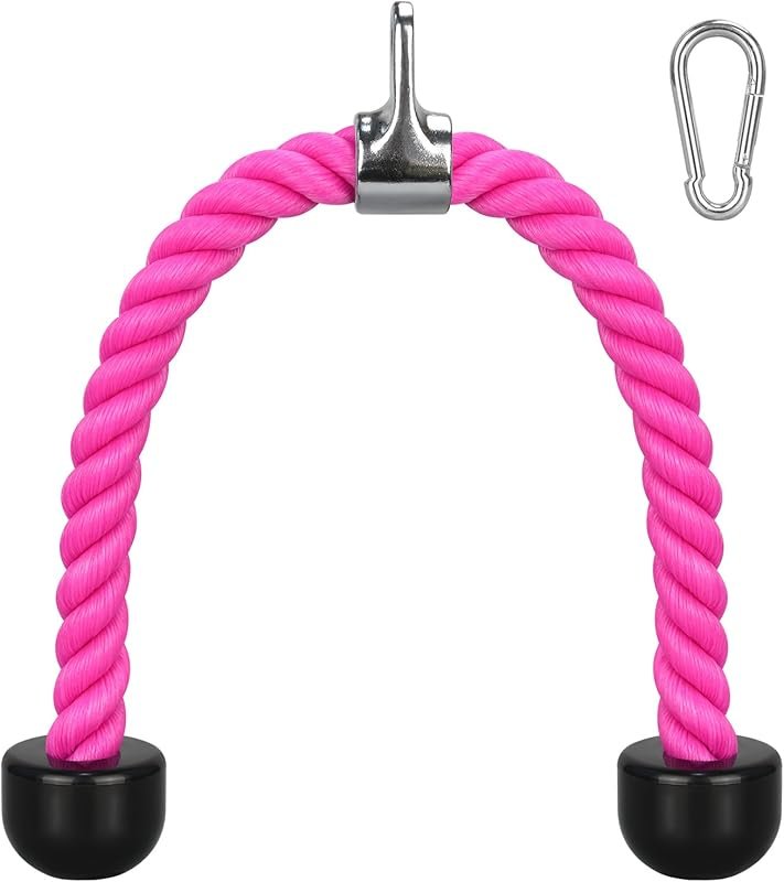 DkOvn 27-Inch Tricep Rope Cable Attachment with Carabiner for Gym Home
