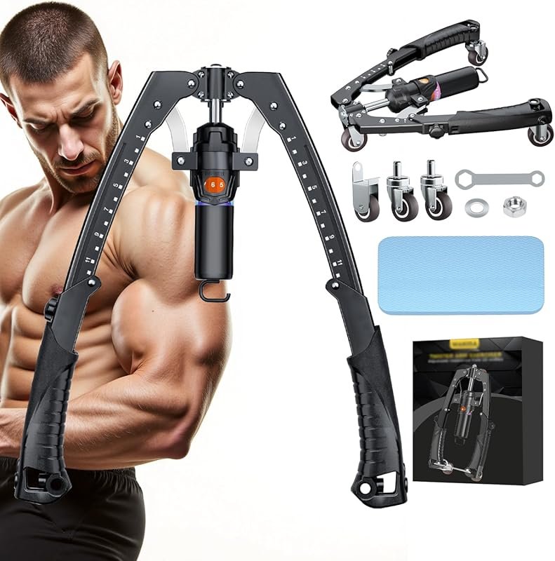 Twister 3-in-1 Hydraulic Arm Trainer with Ab Roller Hooks, Adjustable 