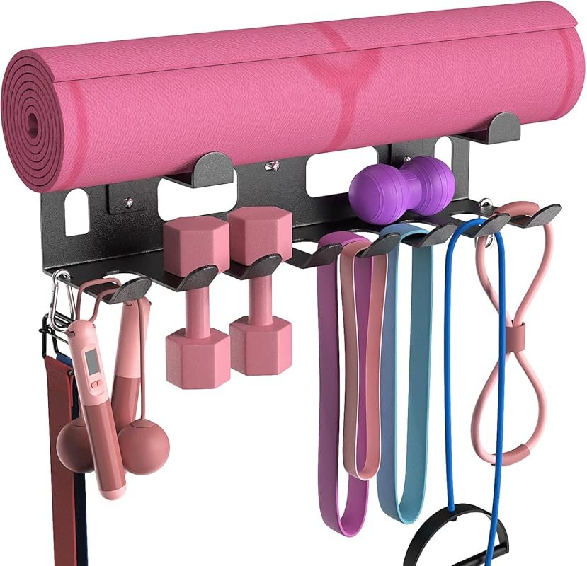 KHAMAL Multi-Purpose Wall Storage Rack for Resistance Bands Yoga Mats 