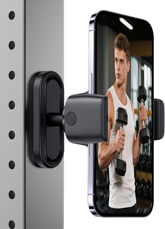 360° Adjustable Magnetic Gym Phone Holder for Workout Recording, Compa