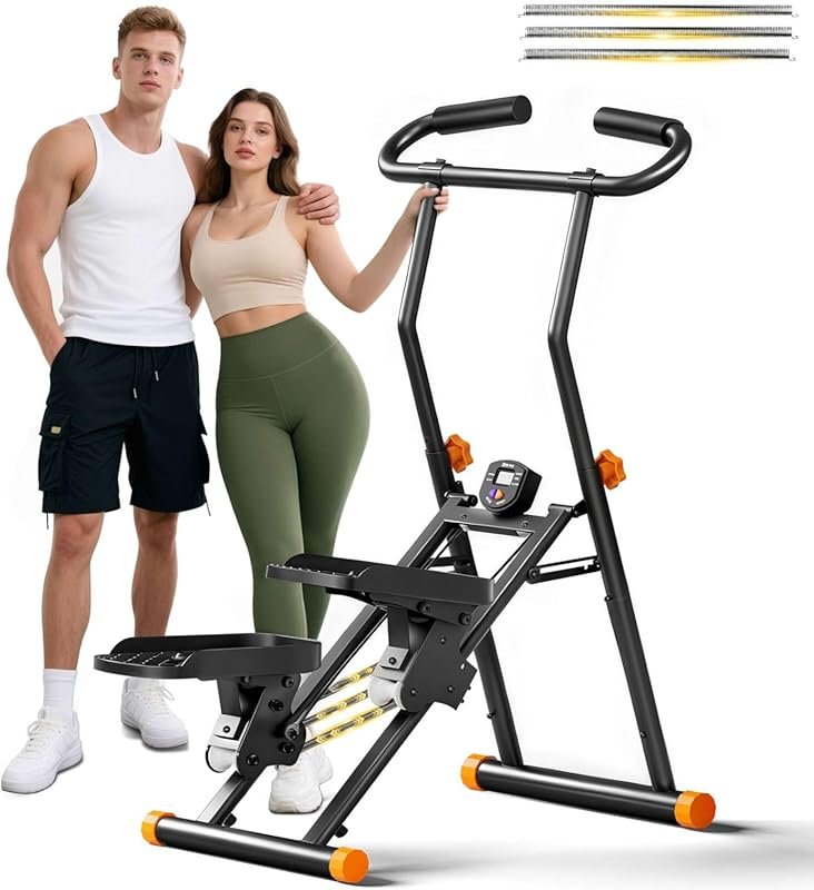 350 lbs Capacity Foldable Stair Stepper with LCD Display and Adjustabl