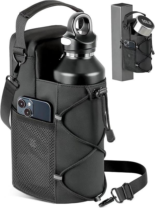 Magnetic Water Bottle Carrier Gym Bag for Men with Shoulder Strap