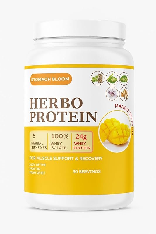 Herbo 100% Whey Isolate Protein Powder, Mango Saffron, 24g Protein, 30