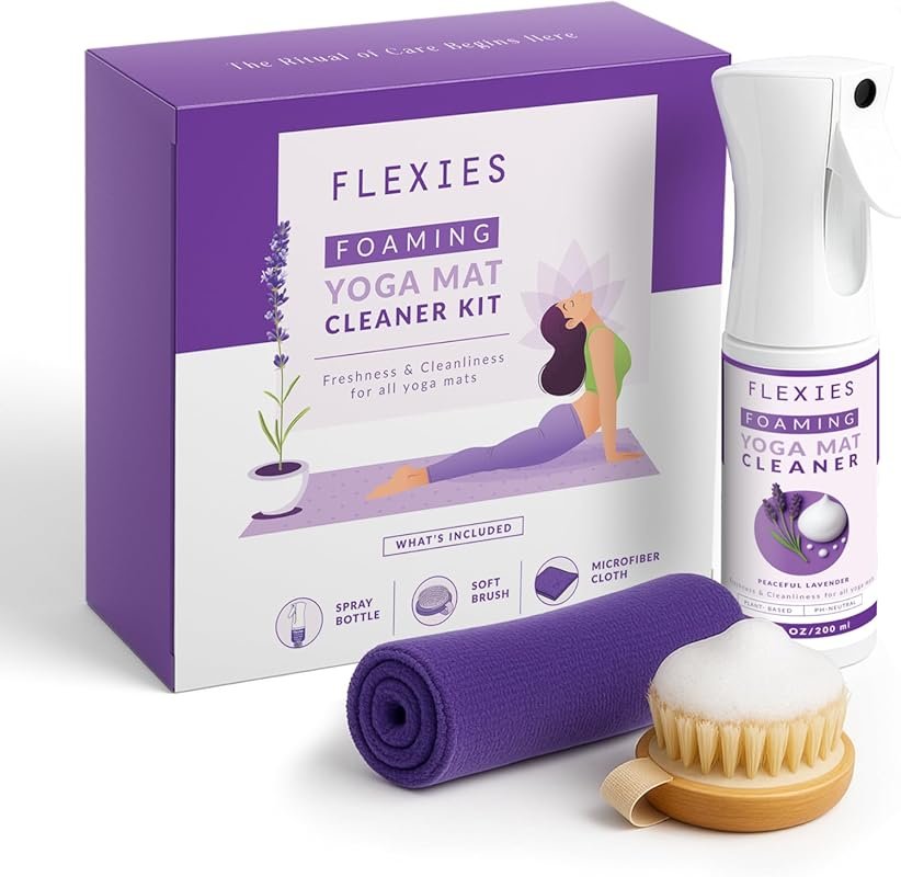 Foaming Yoga Mat Cleaner Spray Kit – Plant-Based, Non-Toxic with Brush