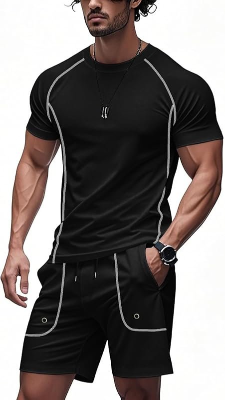 Men's 2-Piece Summer Tracksuit Set: Casual Sports Shirt Shorts with Po