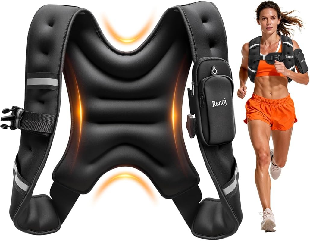 Renoj Weighted Vest for Men Women: 6-20lb Fixed Weights with Reflectiv