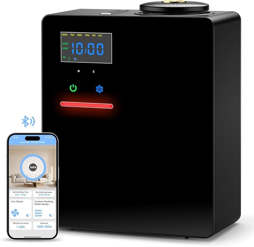 Waterless Essential Oil Diffuser with 5000 Sq.Ft Coverage, Bluetooth A