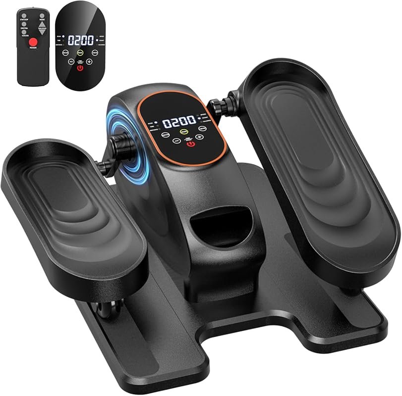 Quiet Electric Under Desk Elliptical for Seniors, 15 Speeds, Mini Seat