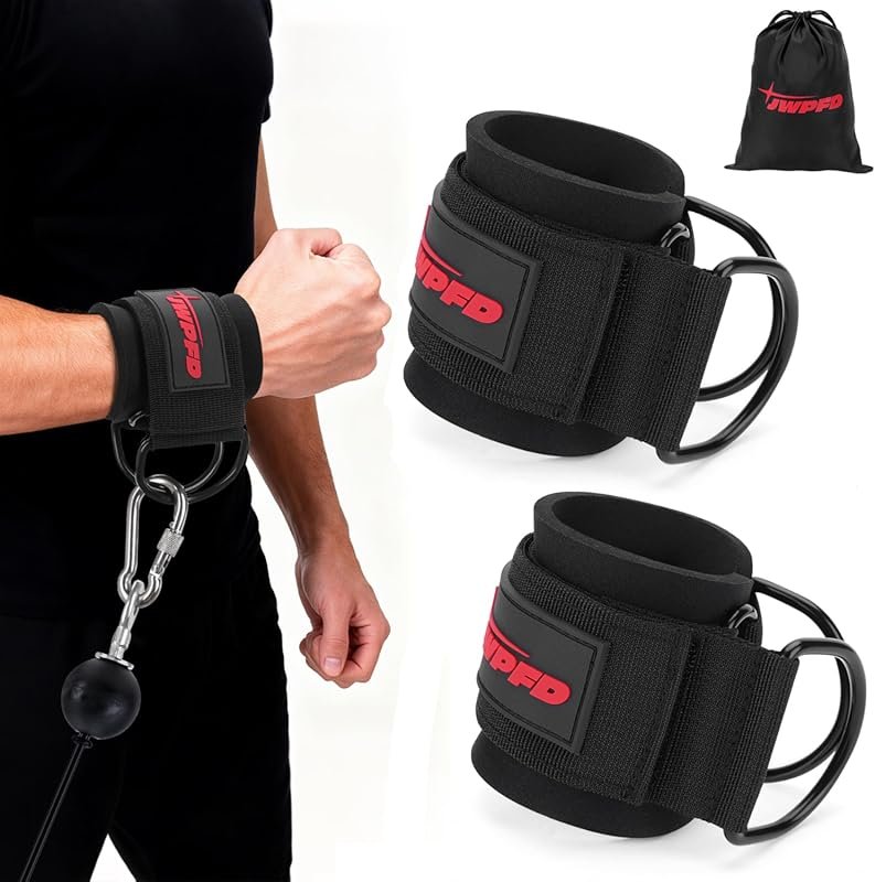 Neoprene Padded Wrist Straps Cuffs for Cable Machines Gym Strength Tra