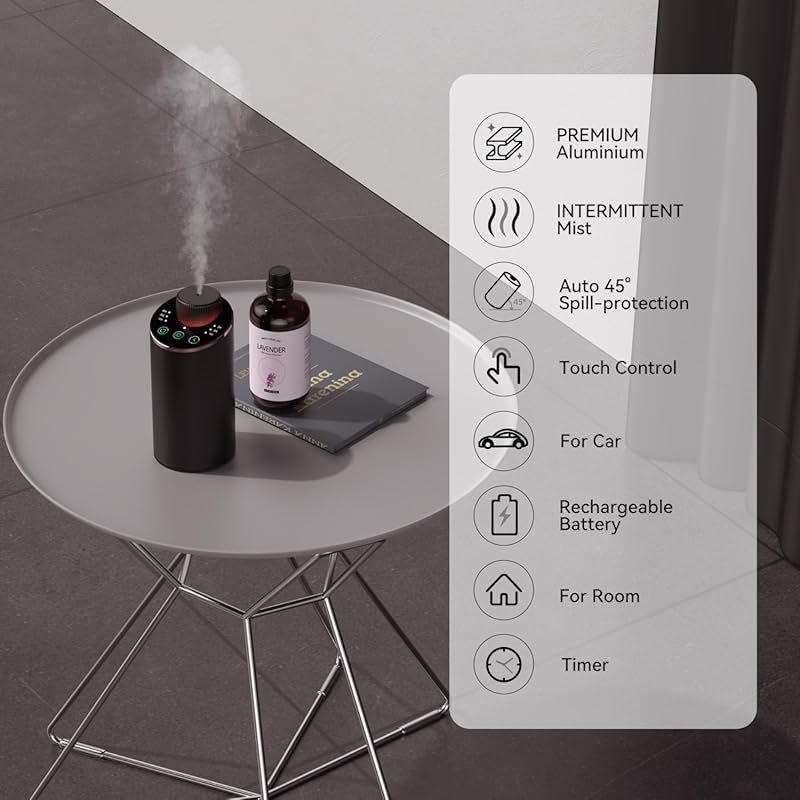 Portable Battery-Operated Waterless Essential Oil Diffuser for Home, C