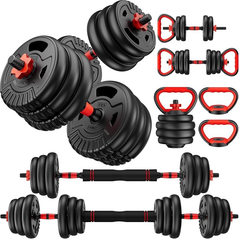 Versatile 5-in-1 Adjustable Dumbbell Set 22-90lbs with Connector for B