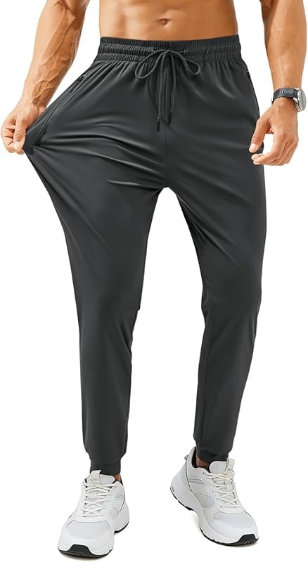 Men's Sweatpants with Zipper Pockets - Lightweight Athletic Joggers fo