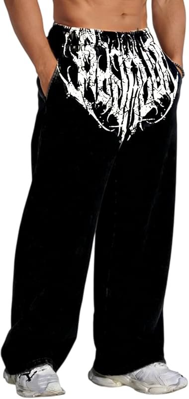 Lsweioad Men's Baggy Camo Cargo Sweatpants Graphic Print Pockets Camou