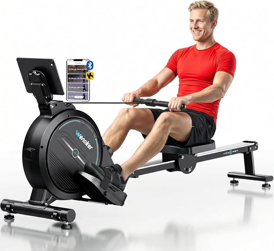 Compact Magnetic Rowing Machine with 16-Level Silent Resistance, 350lb