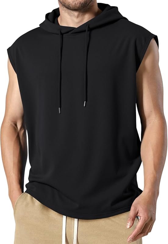 JMIERR Men's Drawstring Hooded Cotton Tee Shirt: Casual Loose Fit Hood