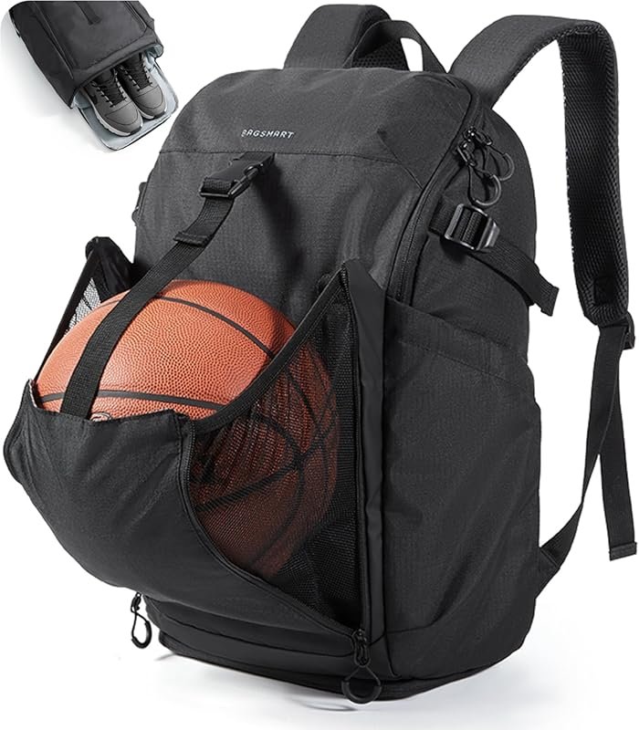 BAGSMART Mens Basketball Gym Backpack with Shoes Compartment Ball Hold