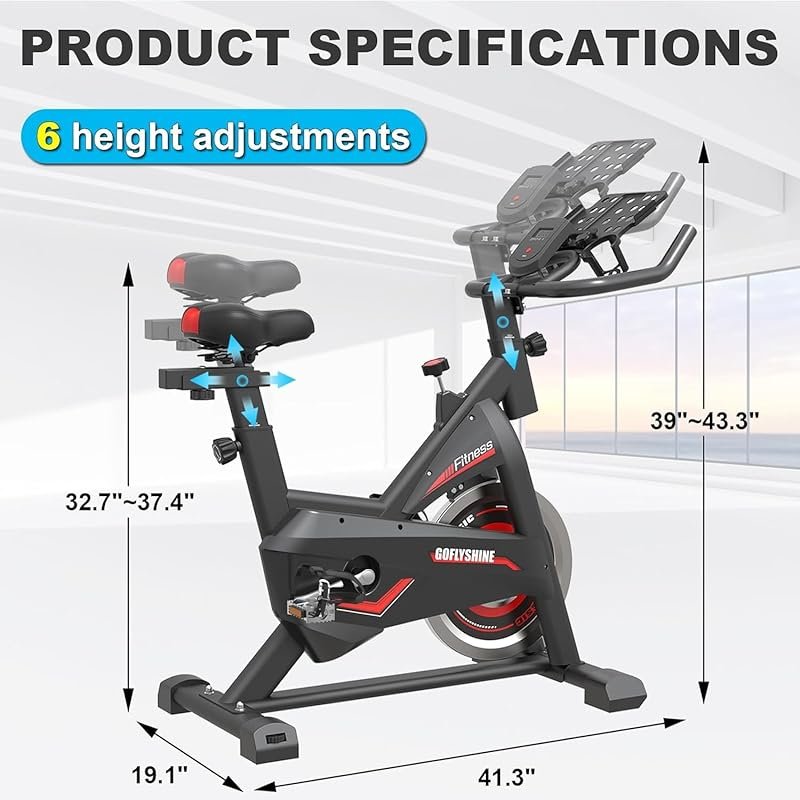 Stationary Exercise Bike for Home Cardio Gym with Silent Belt Drive LC