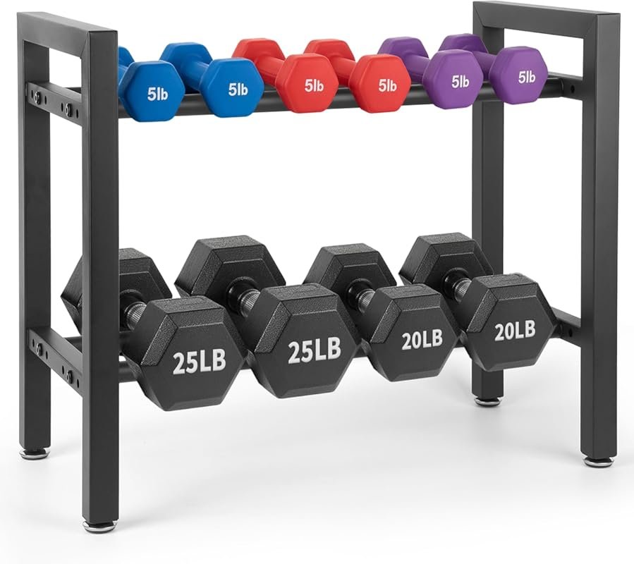2-Tier Adjustable Dumbbell Rack for Home Gym, 300LB Capacity, 150LB Pe