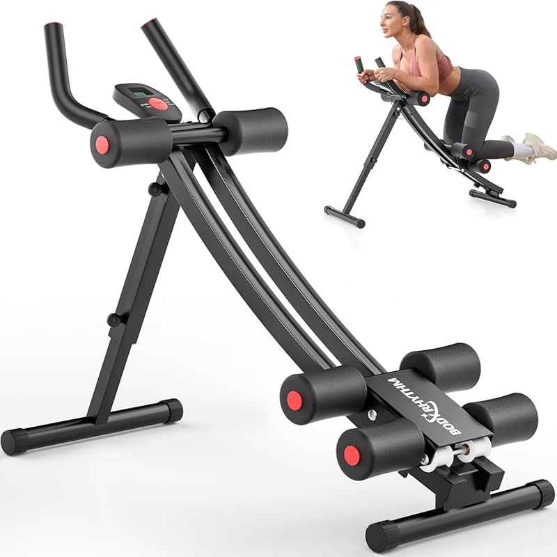 BODY RHYTHM Dual-Track Ab Machine with 4 Adjustable Heights Foldable C