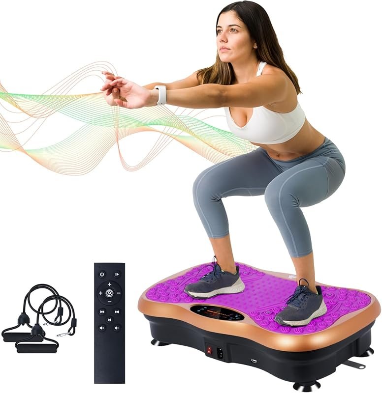 99 Speed Vibration Plate with 5 Modes, Resistance Bands & Lymphatic Drain