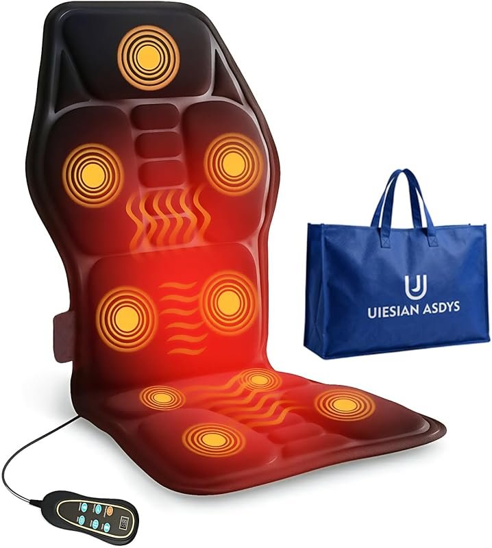 Heated Vibration Back Massager Seat Cushion with 8 Nodes 5 Modes for H