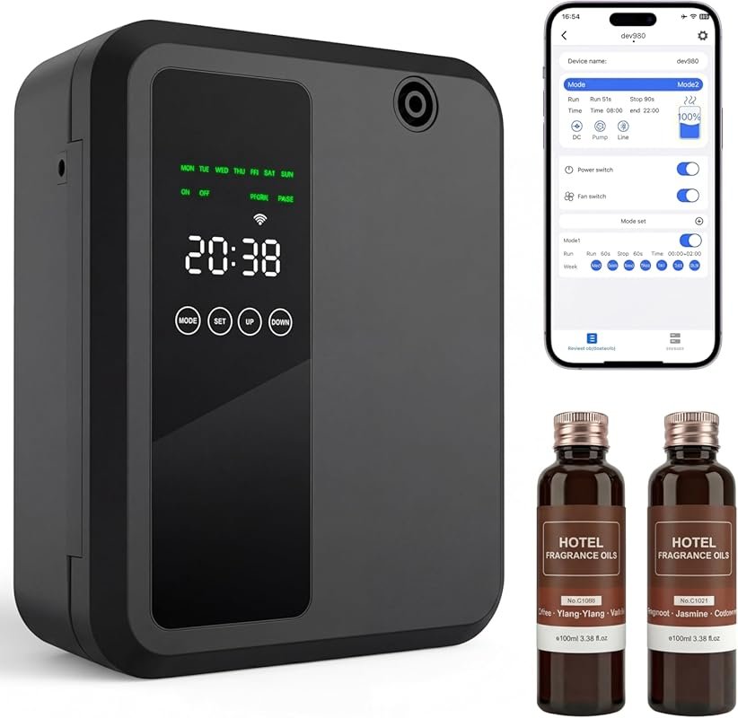 500ml Waterless Essential Oil Diffuser for Large Rooms, Smart App Cont