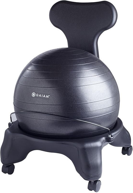 Gaiam 52cm Balance Ball Chair with Pump & Guide for Home/Office Use